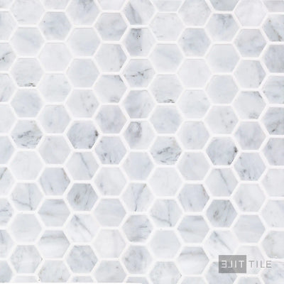 Sto-Re 1-1/8" Hexagon Marble Mosaic 12X12 Carrara Polished