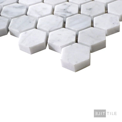 Sto-Re 1-1/8" Hexagon Marble Mosaic 12X12 Carrara Polished
