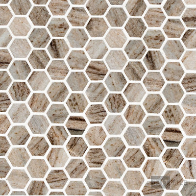 Sto-Re 1-1/8" Hexagon Marble Mosaic 12X12 Ocean White Polished