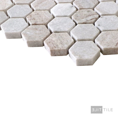 Sto-Re 1-1/8" Hexagon Marble Mosaic 12X12 Ocean White Polished