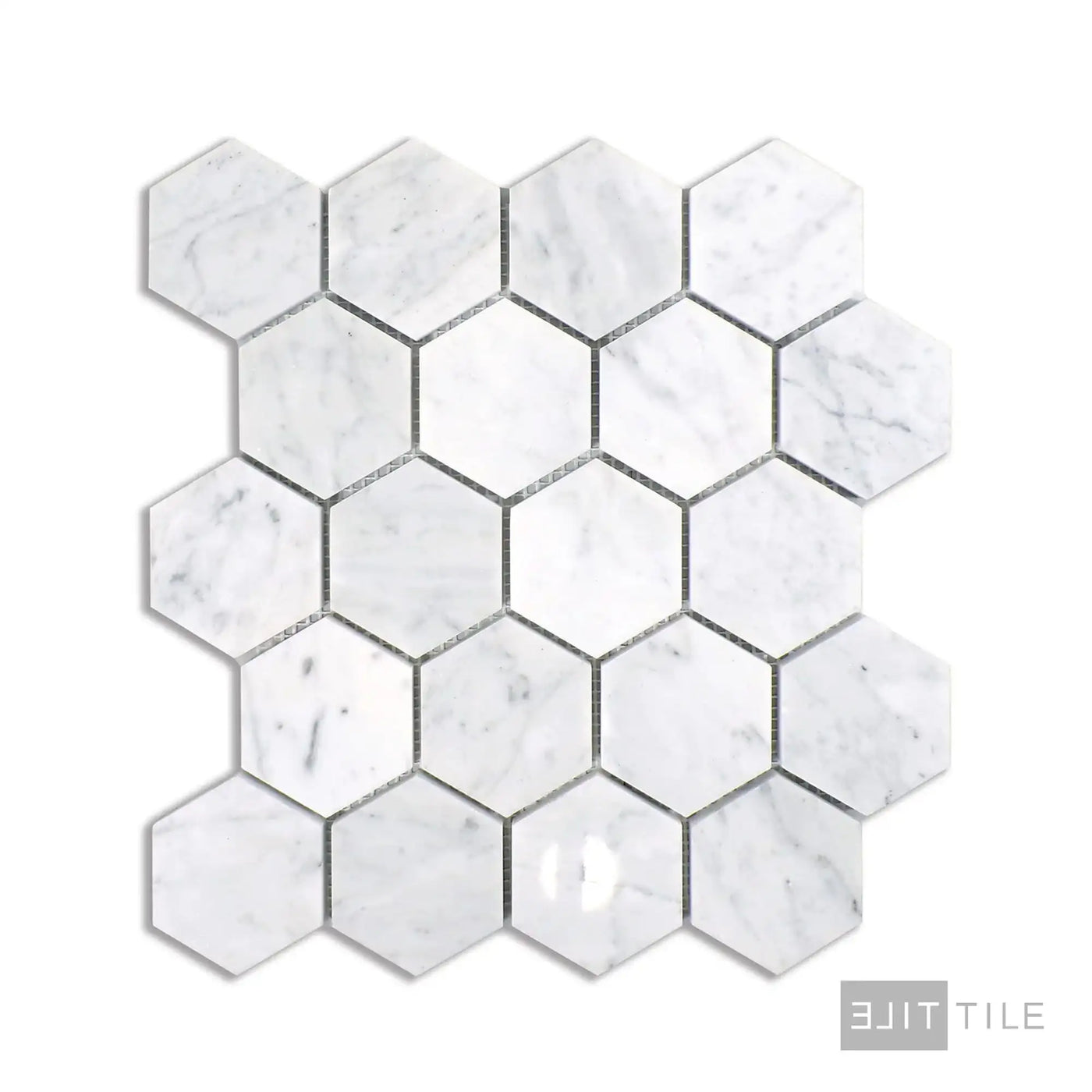 Sto-Re 2-1/2X2-1/2 Hexagon Marble Mosaic 10X11 Carrara Polished