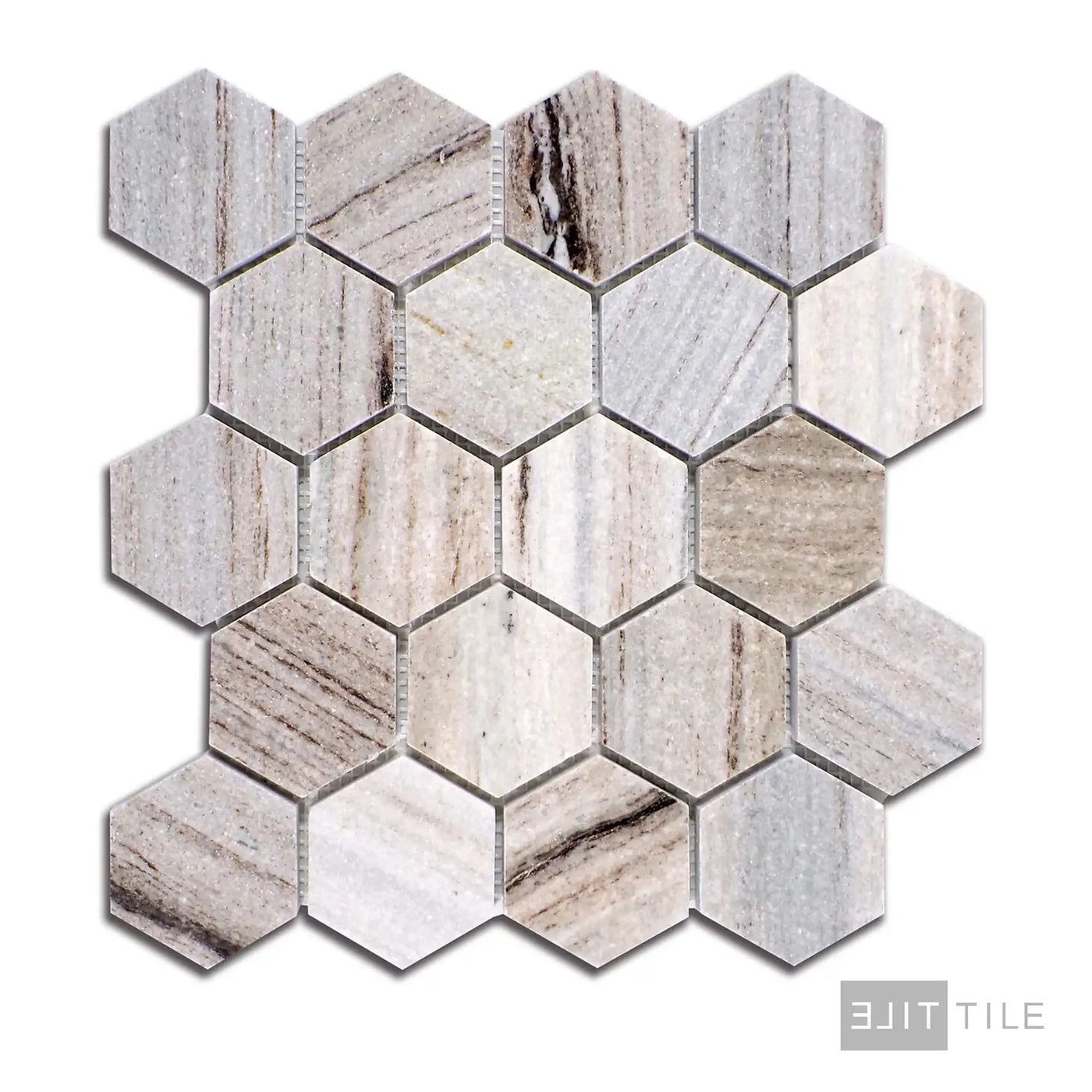 Sto-Re 2-1/2X2-1/2 Hexagon Marble Mosaic 10X11 Ocean White Polished