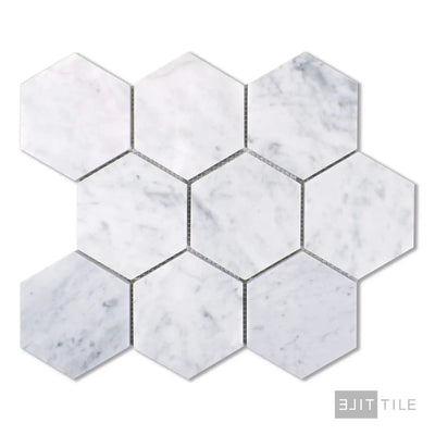 Sto-Re 4X4 Hexagon Marble Mosaic 11X11 Carrara Polished