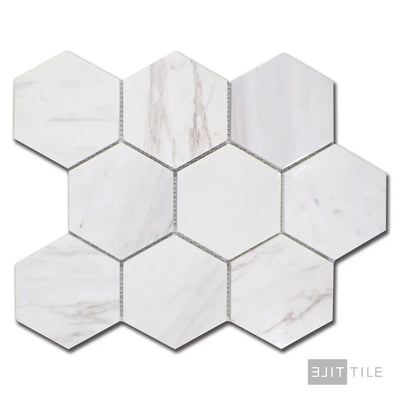 Sto-Re 4X4 Hexagon Marble Mosaic 11X11 Volakas Polished