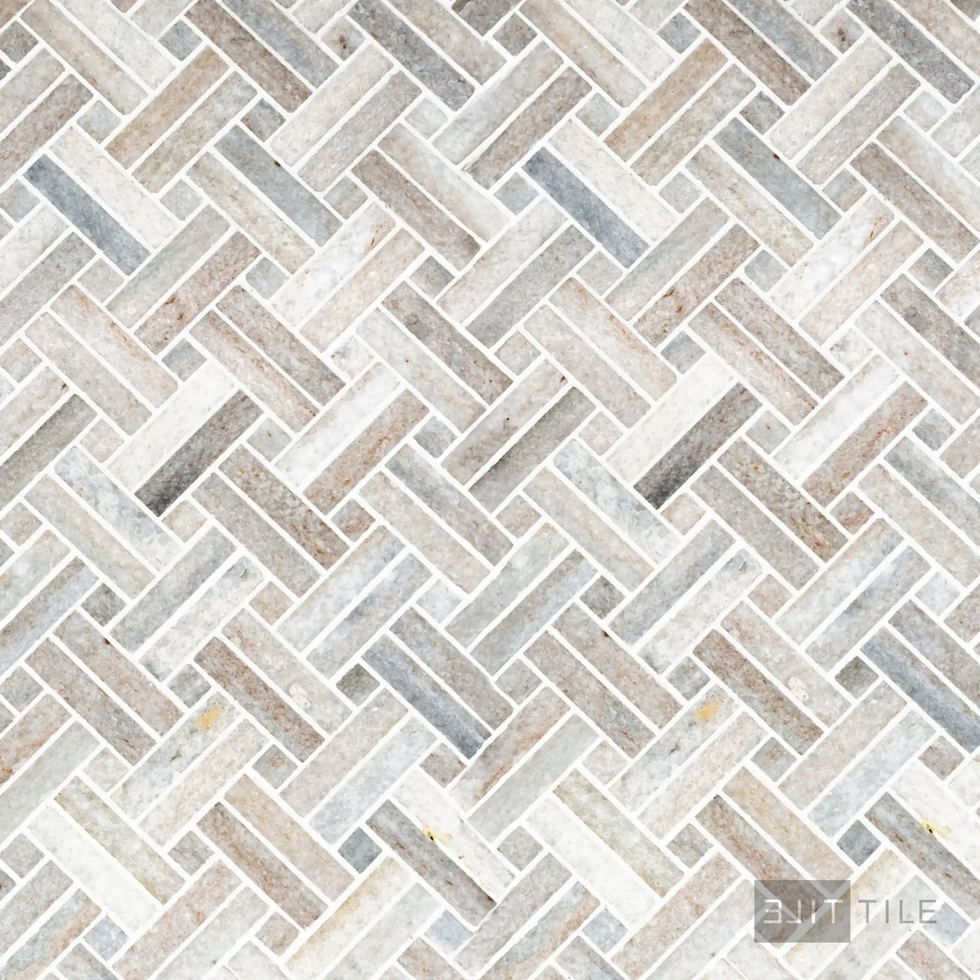 Sto-Re 5/8X2 Stanza Marble Mosaic 11X11 Ocean White W/ Ocean White Dot Polished