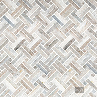 Sto-Re 5/8X2 Stanza Marble Mosaic 11X11 Ocean White W/ Ocean White Dot Polished