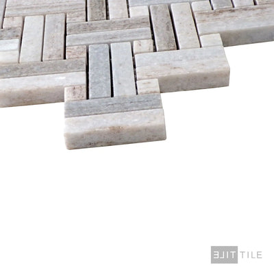 Sto-Re 5/8X2 Stanza Marble Mosaic 11X11 Ocean White W/ Ocean White Dot Polished