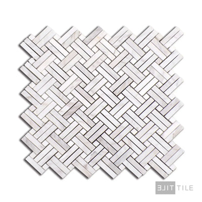 Sto-Re 5/8X2 Stanza Marble Mosaic 11X11 Volakas W/ Volakas Dot Polished