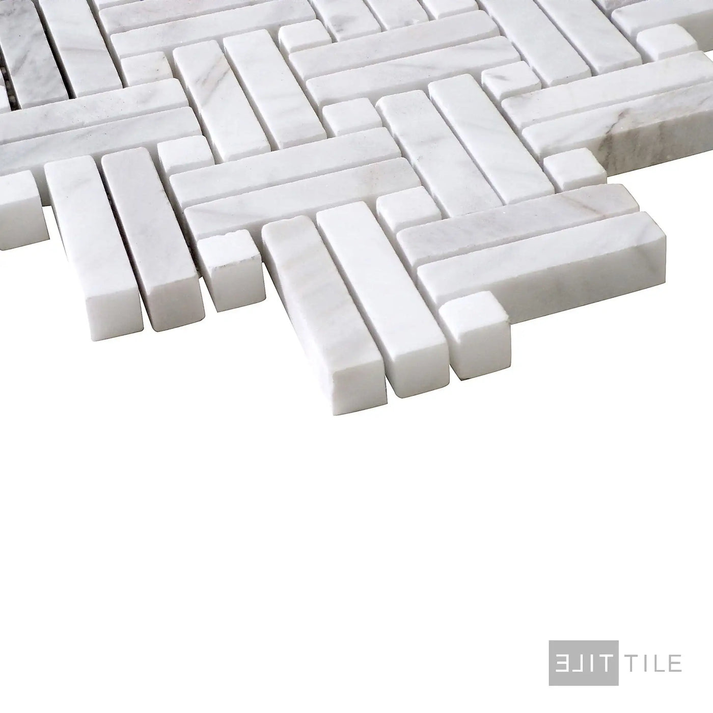 Sto-Re 5/8X2 Stanza Marble Mosaic 11X11 Volakas W/ Volakas Dot Polished