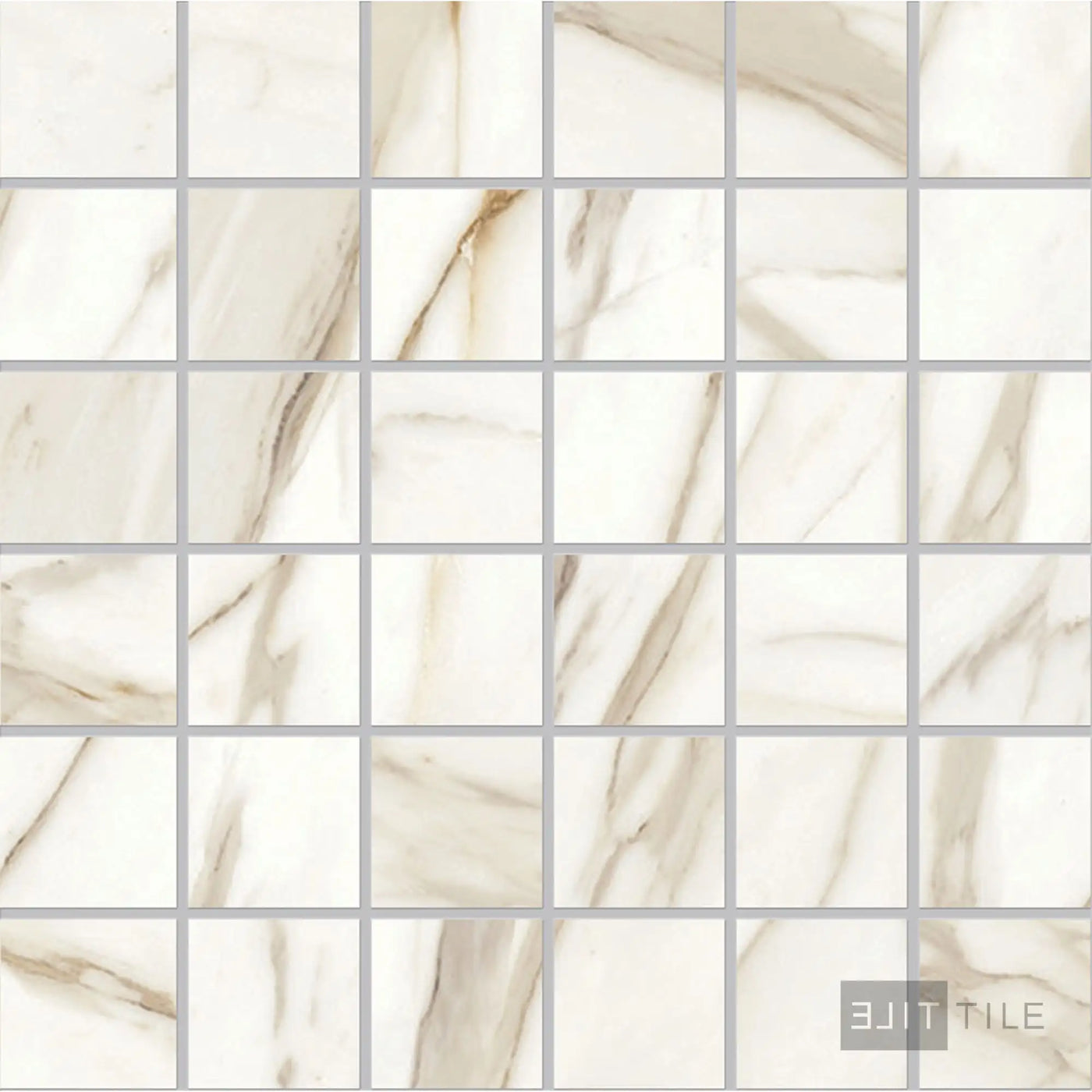 Tele Di Marmo Reloaded 2X2 Square Porcelain Mosaic 12X12 Calacatta Matte