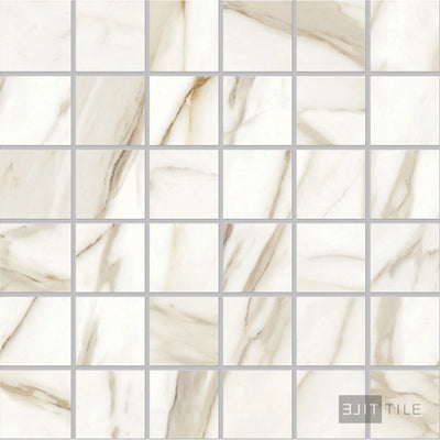 Tele Di Marmo Reloaded 2X2 Square Porcelain Mosaic 12X12 Calacatta Matte