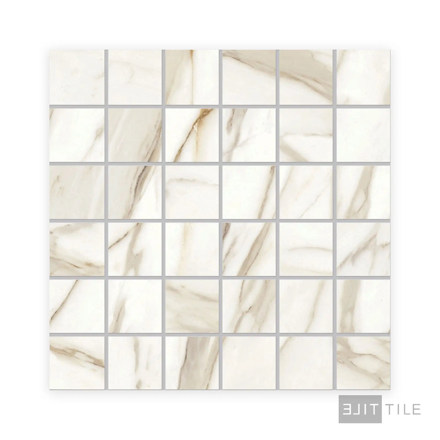 Tele Di Marmo Reloaded 2X2 Square Porcelain Mosaic 12X12 Calacatta Matte
