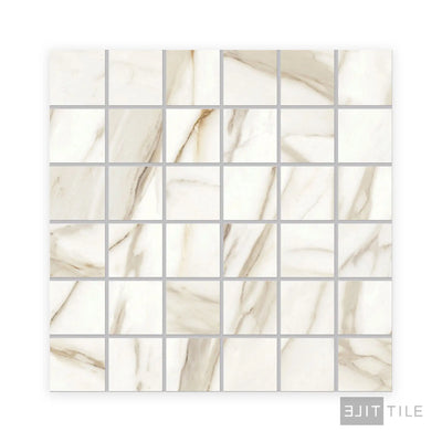 Tele Di Marmo Reloaded 2X2 Square Porcelain Mosaic 12X12 Calacatta Matte