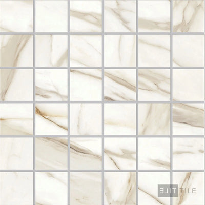 Tele Di Marmo Reloaded 2X2 Square Porcelain Mosaic 12X12 Calacatta Polished