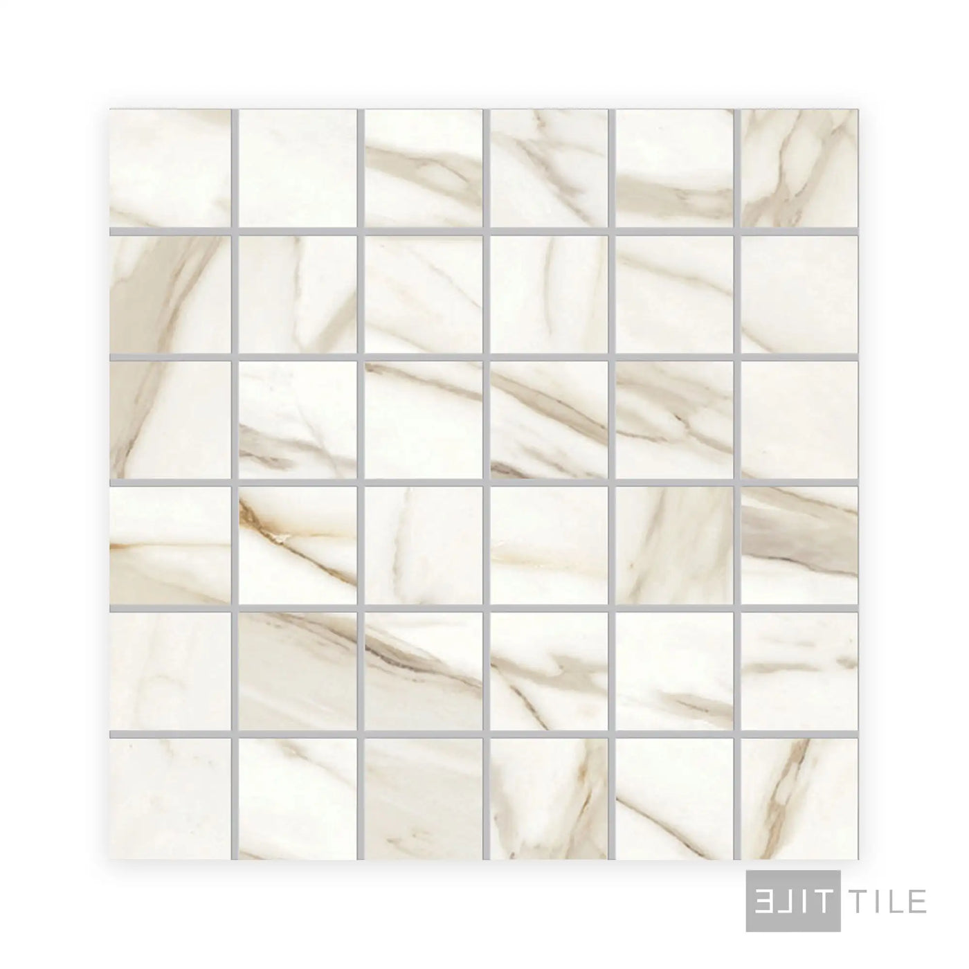 Tele Di Marmo Reloaded 2X2 Square Porcelain Mosaic 12X12 Calacatta Polished