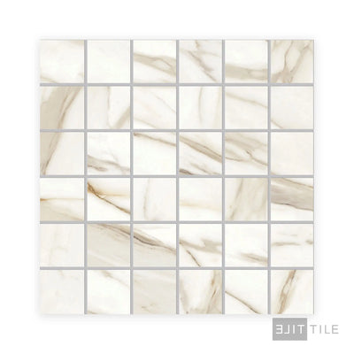 Tele Di Marmo Reloaded 2X2 Square Porcelain Mosaic 12X12 Calacatta Polished