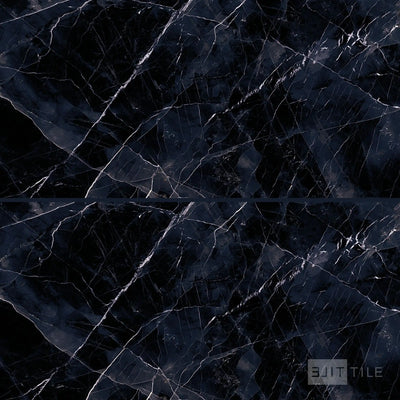 Tele Di Marmo Revolution Porcelain Large Format Field Tile 24X48 Calacatta Black Polished