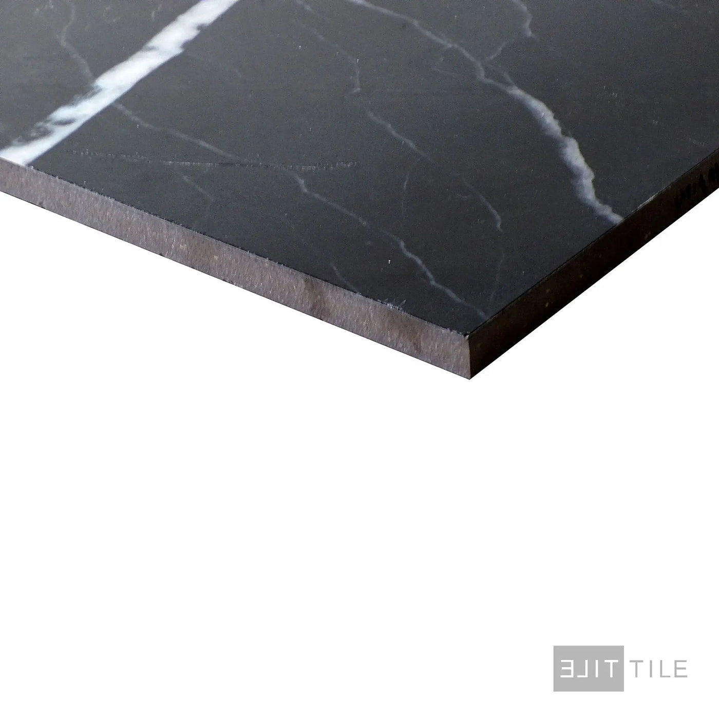 Tele Di Marmo Revolution Porcelain Large Format Field Tile 24X48 Calacatta Black Polished