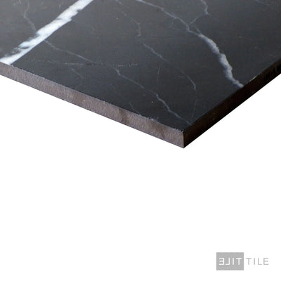 Tele Di Marmo Revolution Porcelain Large Format Field Tile 24X48 Calacatta Black Polished