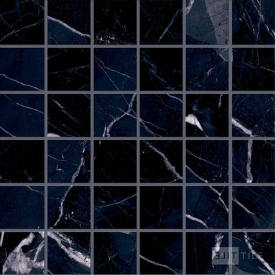 Tele Di Marmo Revolution 2X2 Square Porcelain Mosaic 12X12 Calacatta Black Matte