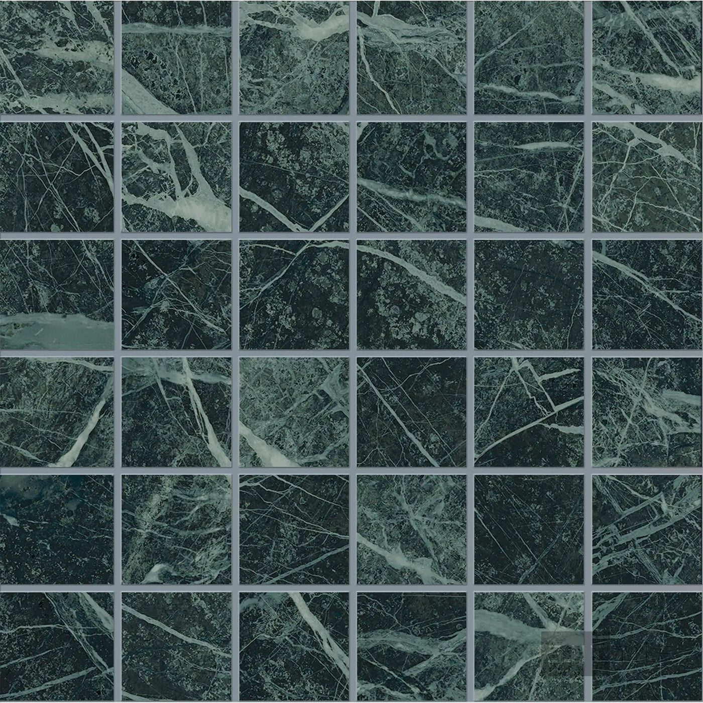 Tele Di Marmo Revolution 2X2 Square Porcelain Mosaic 12X12 Verde St Denis Matte