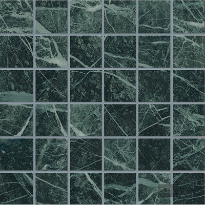 Tele Di Marmo Revolution 2X2 Square Porcelain Mosaic 12X12 Verde St Denis Matte
