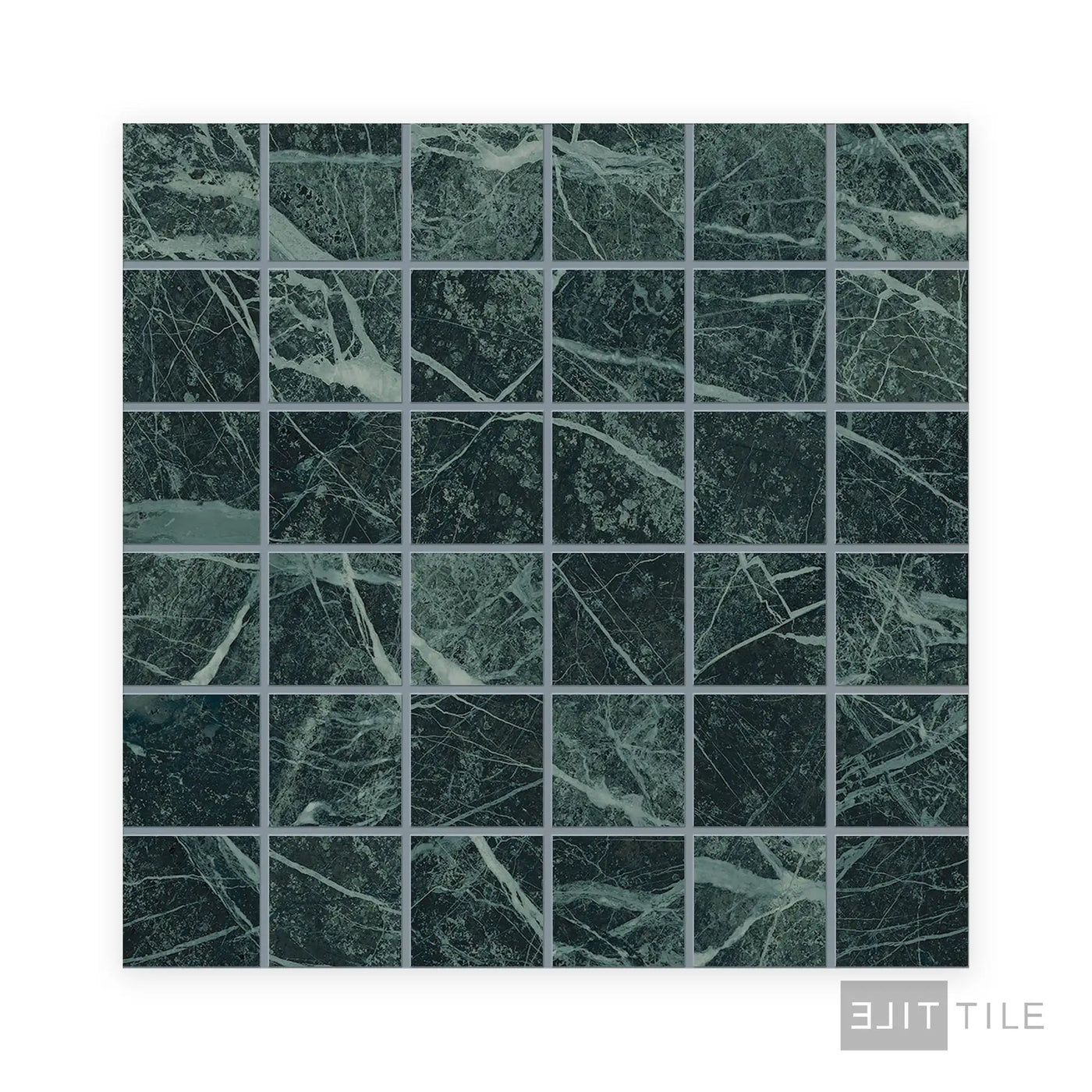 Tele Di Marmo Revolution 2X2 Square Porcelain Mosaic 12X12 Verde St Denis Matte