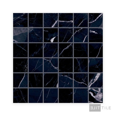 Tele Di Marmo Revolution 2X2 Square Porcelain Mosaic 12X12 Calacatta Black Polished