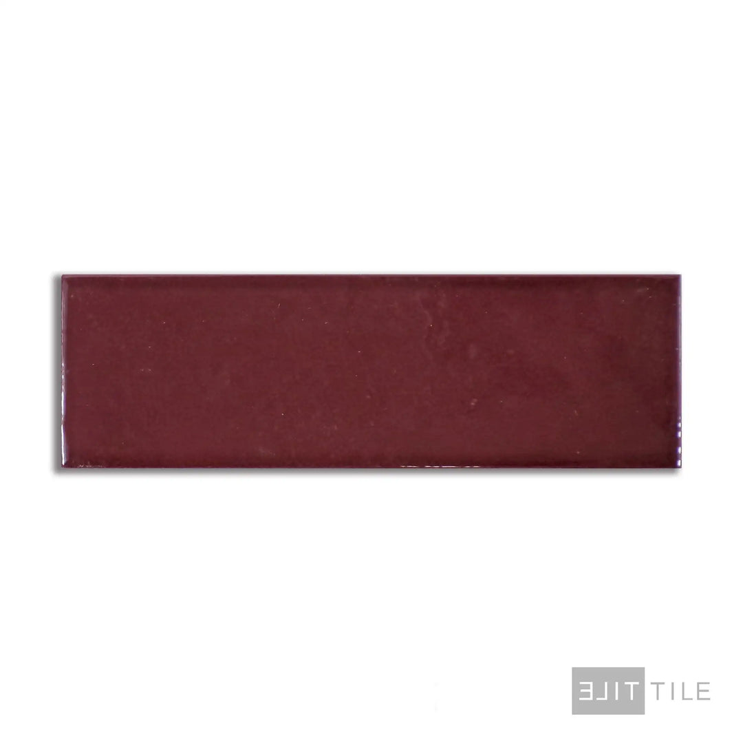 【わくさん】Rondine Burgundy Village Ceramic Field Tile 2.5X8 Aubergine Glossy – Elit Tile
