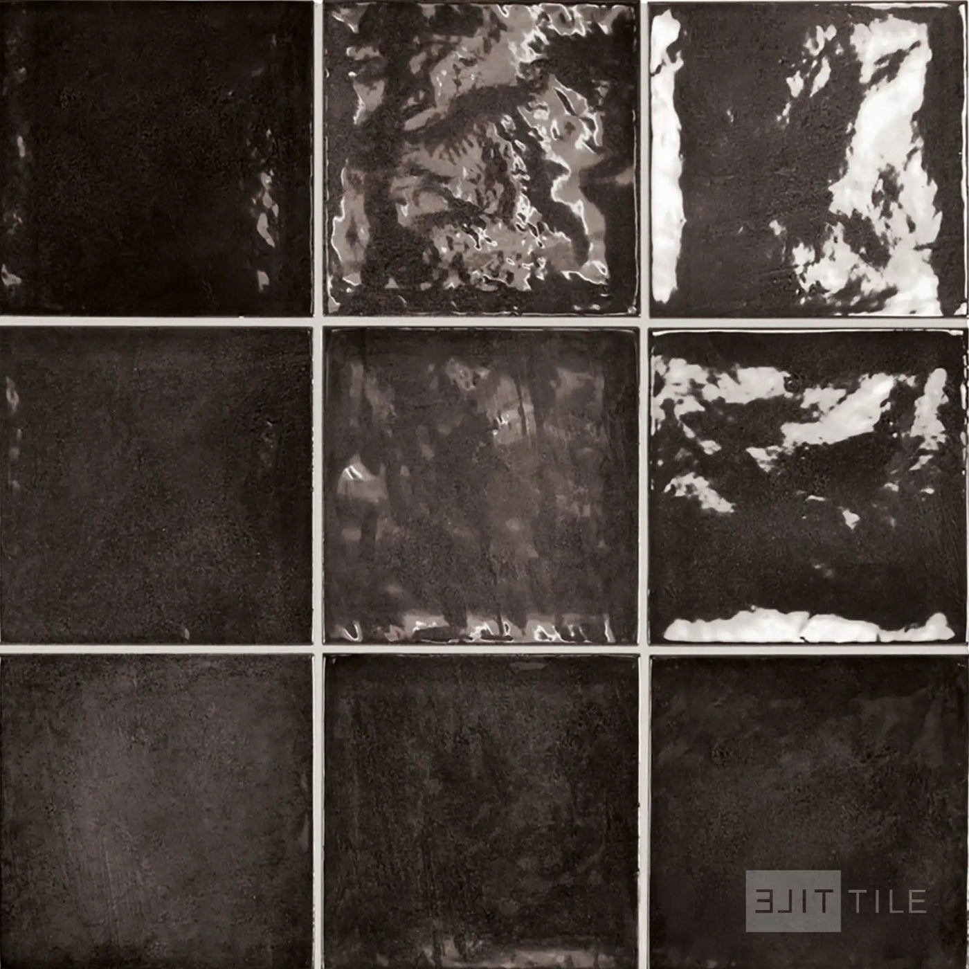 Village Ceramic Field Tile 5X5 Black Glossy