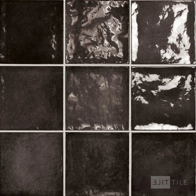 Village Ceramic Field Tile 5X5 Black Glossy