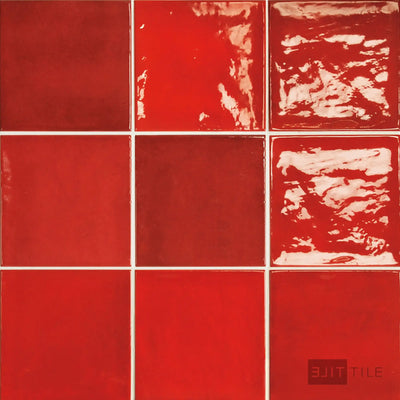 Village Ceramic Field Tile 5X5 Volcanic Red Glossy