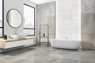 Brooklyn Cemento Porcelain Large Format Field Tile 24X48 Greige Honed