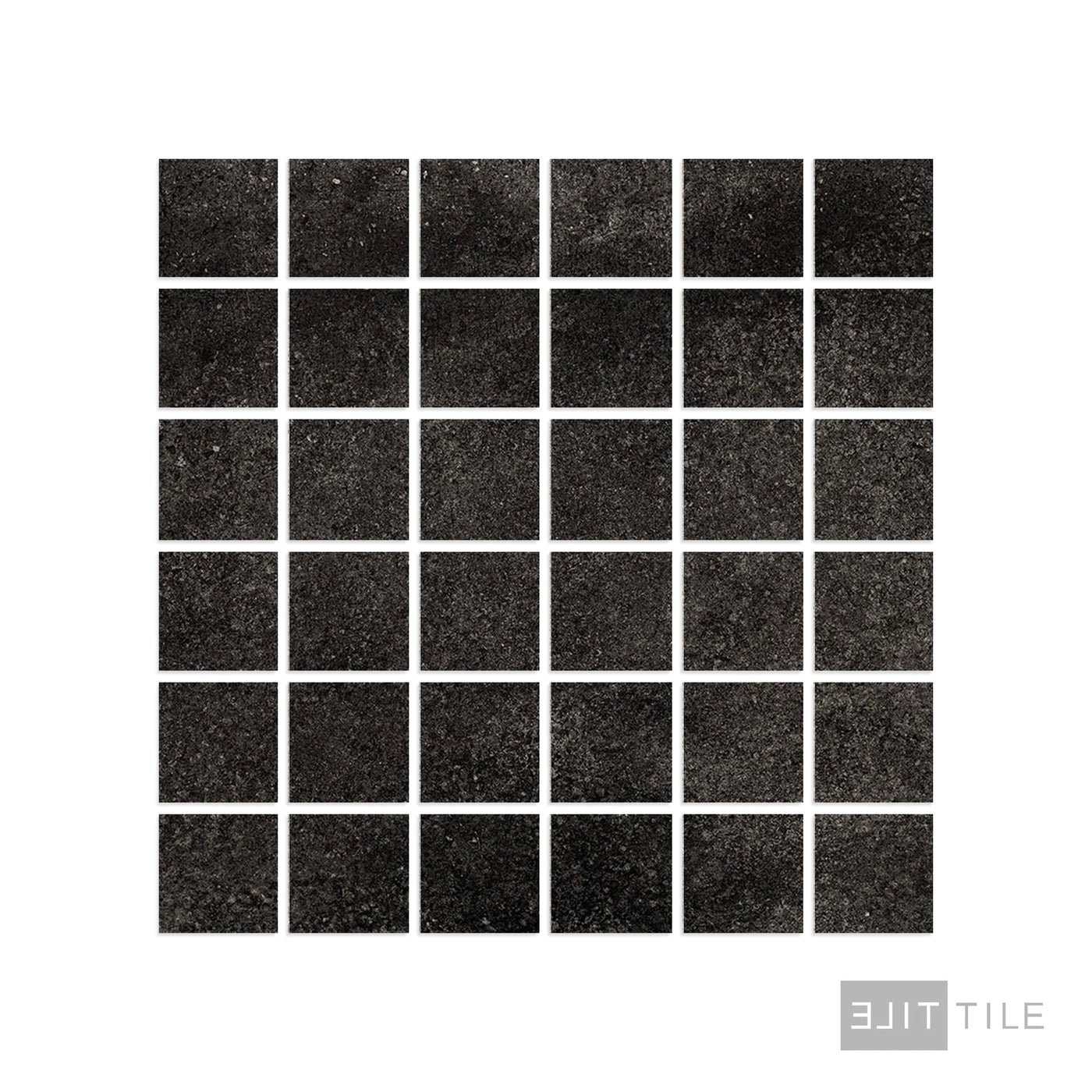 Brooklyn Cemento 2X2 Square Porcelain Mosaic 12X12 Black Matte