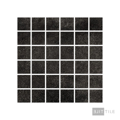 Brooklyn Cemento 2X2 Square Porcelain Mosaic 12X12 Black Matte