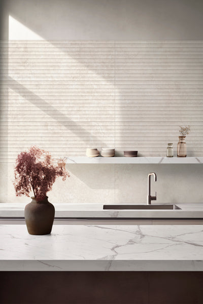 Travertine Veincut Dorica 3D 16X48 Bianco Matte