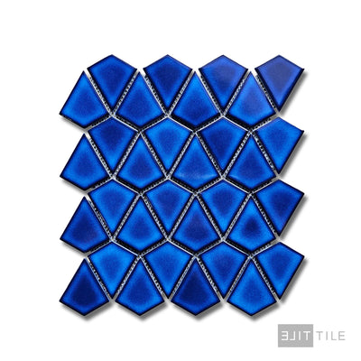 Shapes Dragonscale Porcelain Mosaic 10.6X11.93 Cobalt Blue Matte
