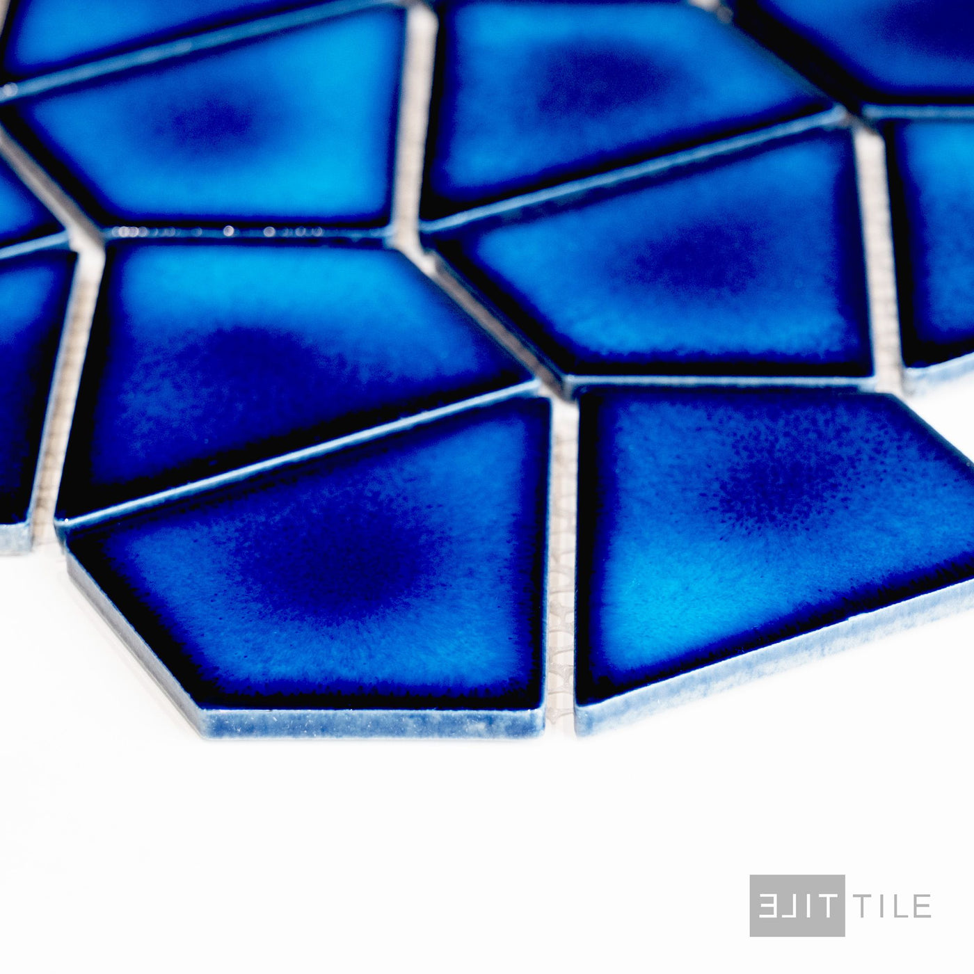 Shapes Dragonscale Porcelain Mosaic 10.6X11.93 Cobalt Blue Matte