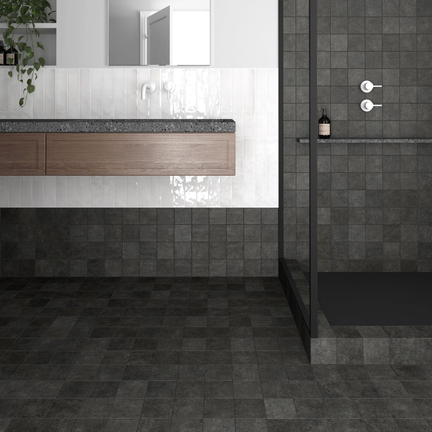 Stage Porcelain Tile 4X4 Charcoal Natural