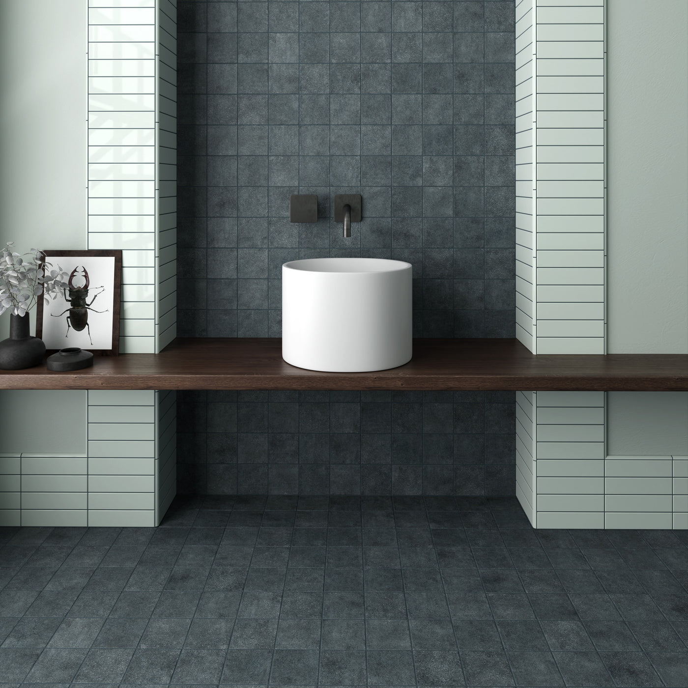 Stage Porcelain Tile 4X4 Denim Natural