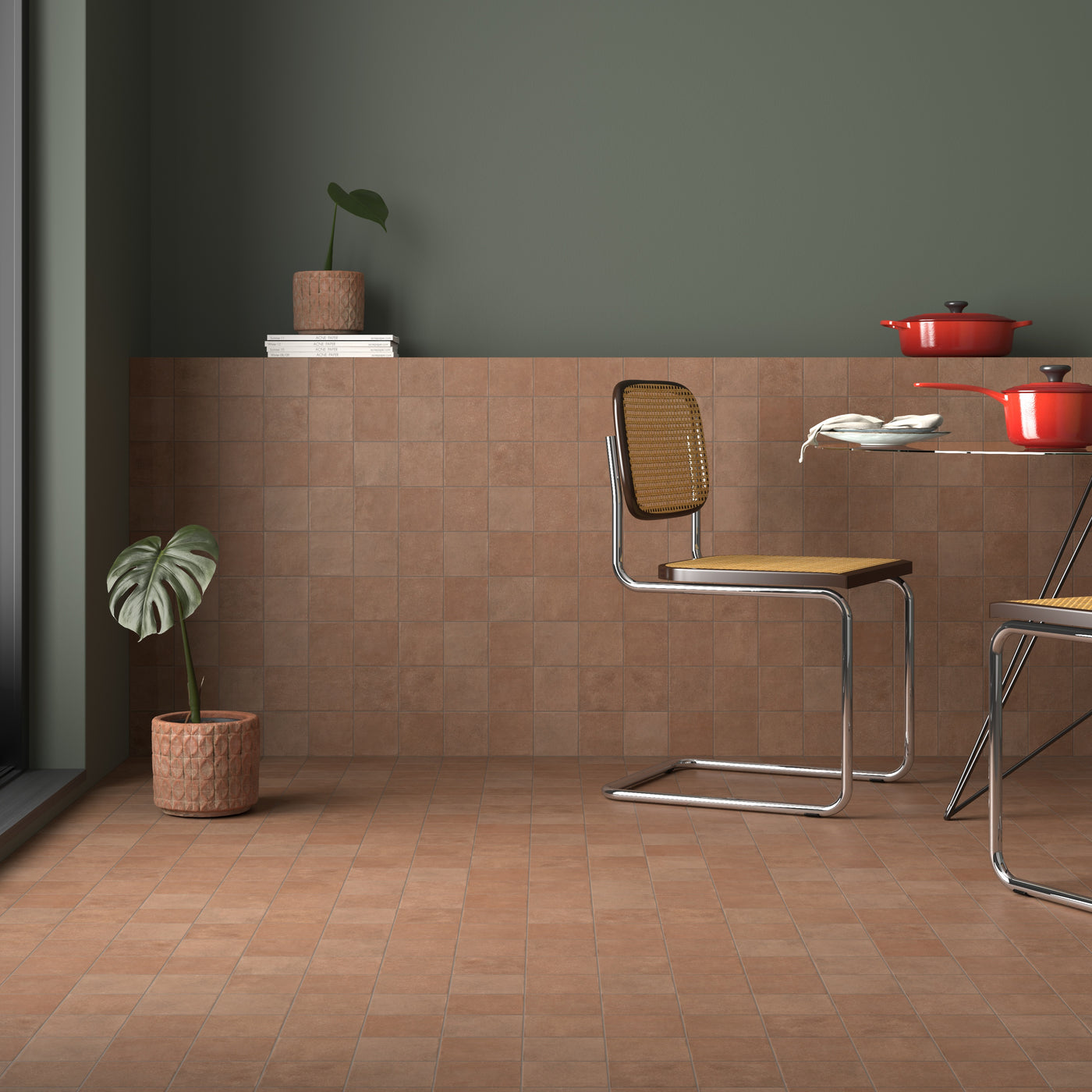 Stage Porcelain Tile 4X4 Terracotta Natural