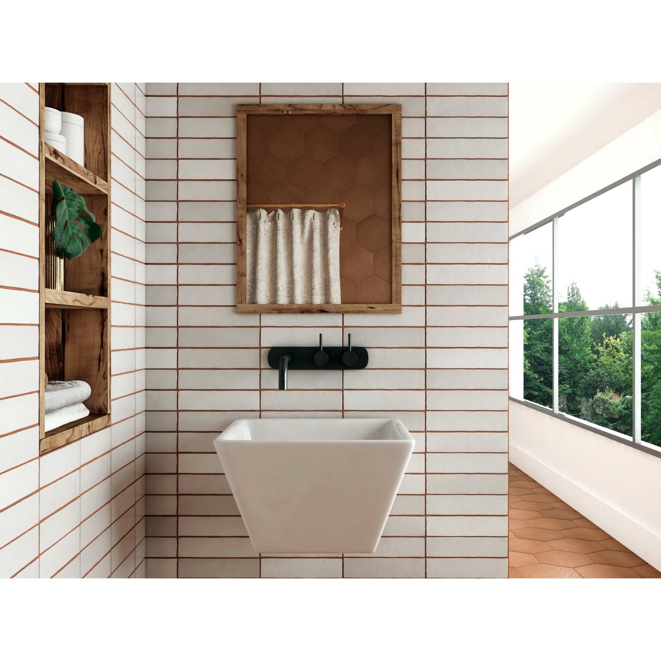 MAKOTO CERAMIC WALL TILE MATTE 2.5X10 SHOJI WHITE MATTE LIFESTYLE SHOT