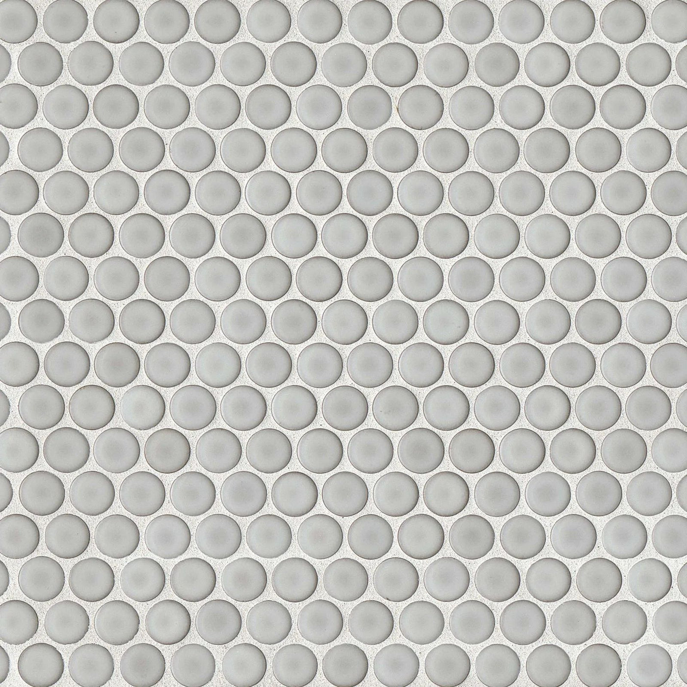 360° 3/4" Penny Round Glazed Porcelain Mosaic 12X12 Dove Grey Gloss