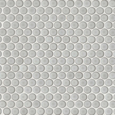 360° 3/4" Penny Round Glazed Porcelain Mosaic 12X12 Dove Grey Gloss