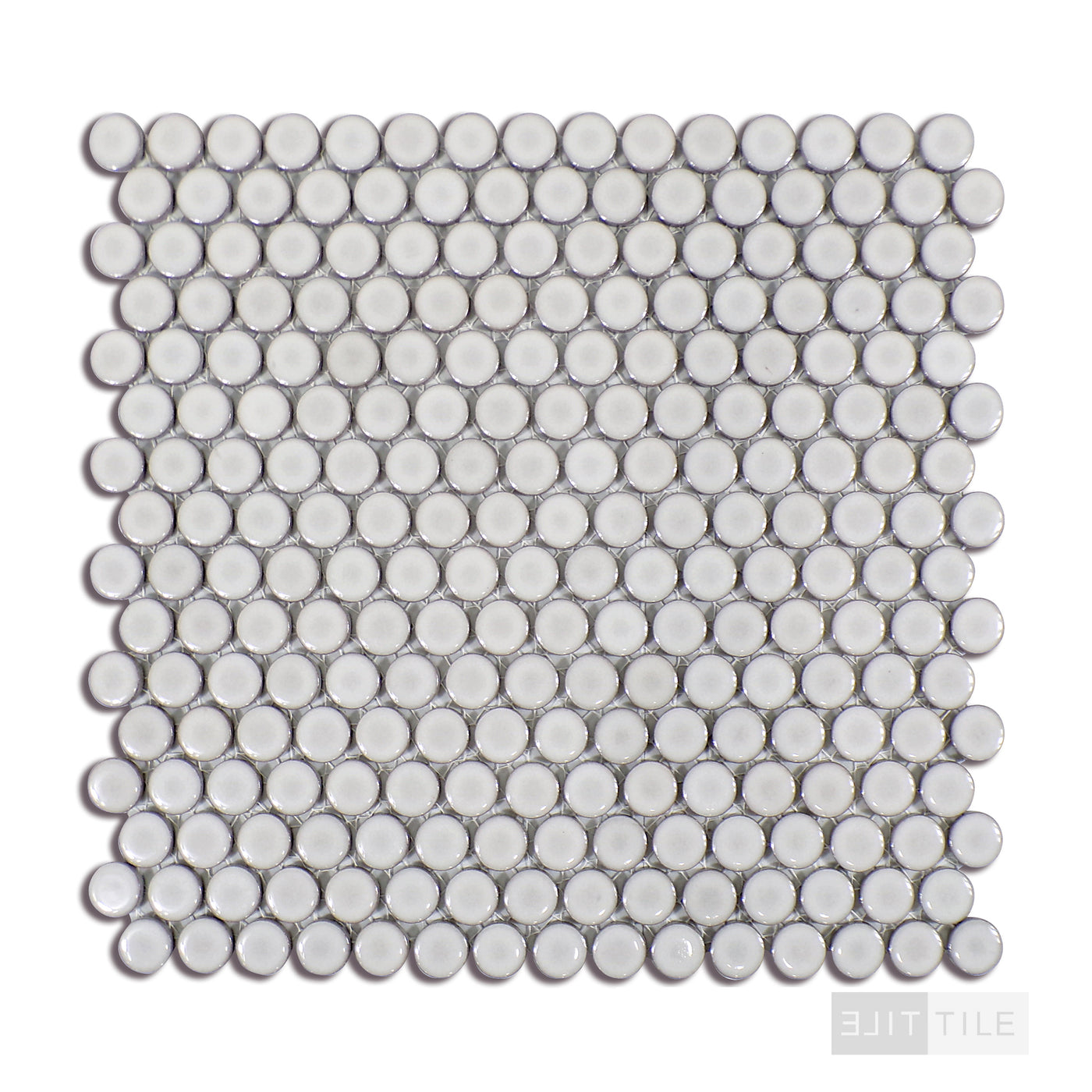 360° 3/4" Penny Round Glazed Porcelain Mosaic 12X12 Dove Grey Gloss