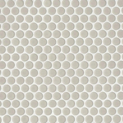 360° 3/4" Penny Round Glazed Porcelain Mosaic 12X12 Off White Gloss