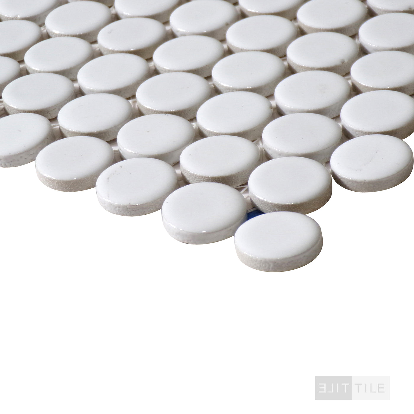 360° 3/4" Penny Round Glazed Porcelain Mosaic 12X12 White Gloss