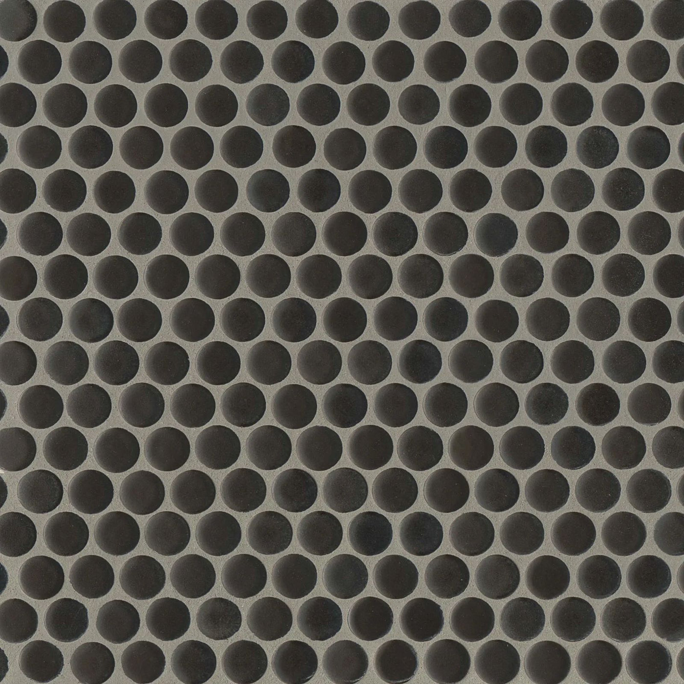 360° 3/4" Penny Round Glazed Porcelain Mosaic 12X12 Charcoal Matte