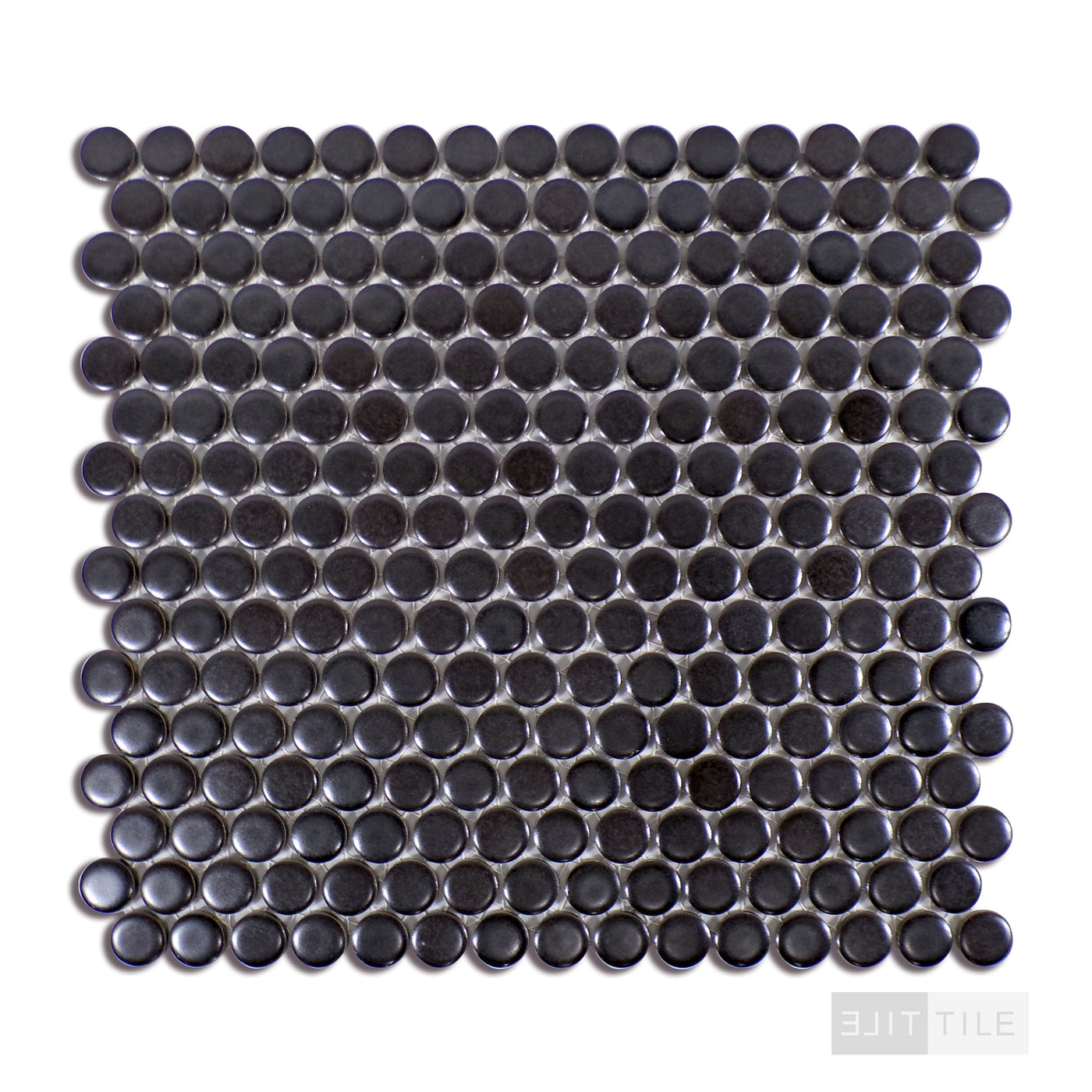 360° 3/4" Penny Round Glazed Porcelain Mosaic 12X12 Charcoal Matte