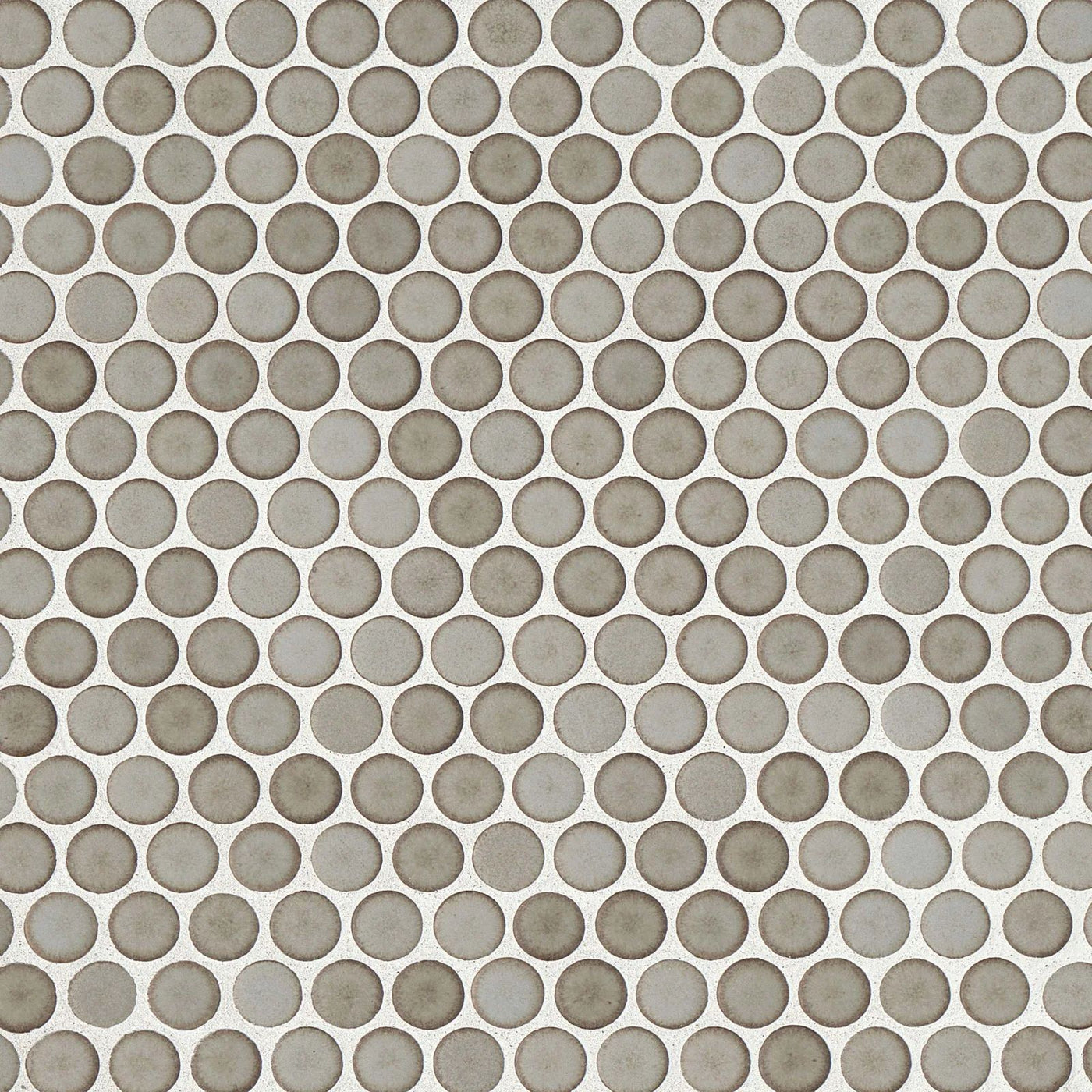 360° 3/4" Penny Round Glazed Porcelain Mosaic 12X12 Pumice Matte